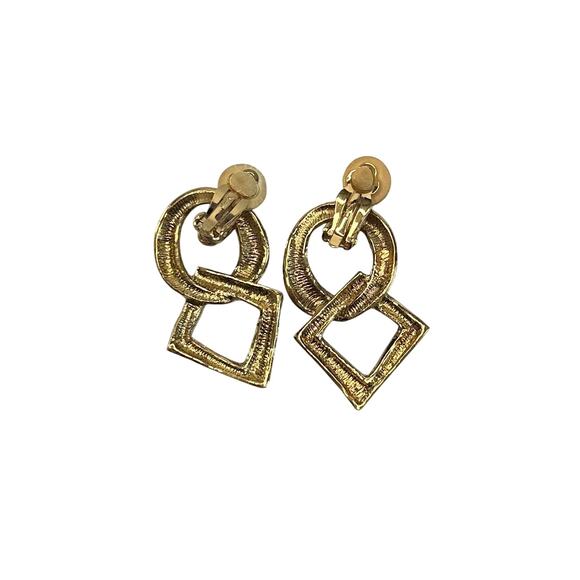Yves Saint Laurent YSL Vintage Geometric Dangle Earrings - Picture 5 of 12